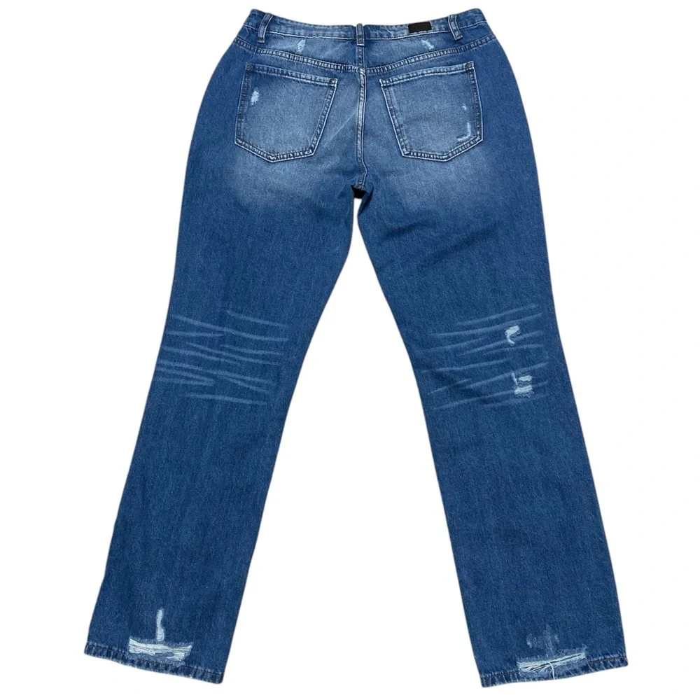 Flamingo Straight Leg Jeans Women’s L Medium Wash Casual Distressed Denim New